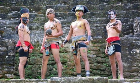 Ulama players in traditional gear in Belize