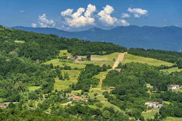 countryside near parma in italy rolling hills