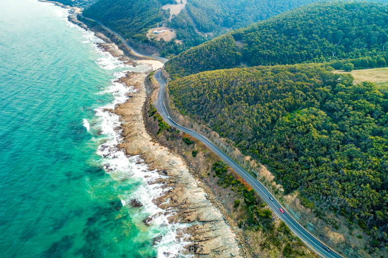 great ocean road australia aerial view