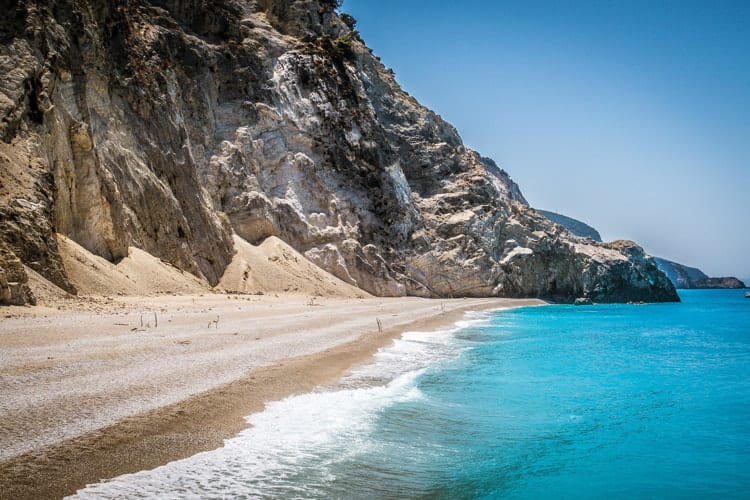 Blue water beach in Greece