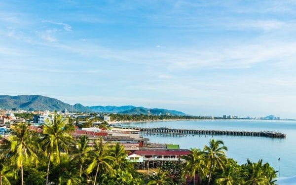 Hua Hin is one of the best places to buy real estate in Thailand. View of town and bay