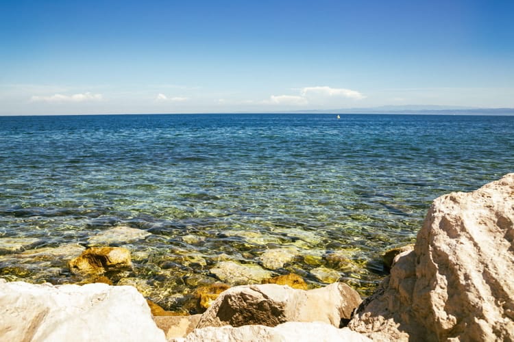 Adriatic sea summer beach in Piran, Slovenia