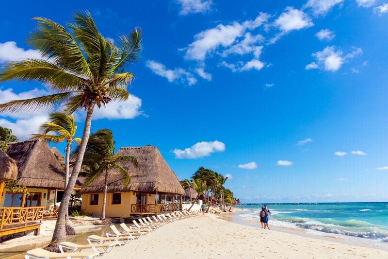 Playa del carmen beach in Mexico sunny day