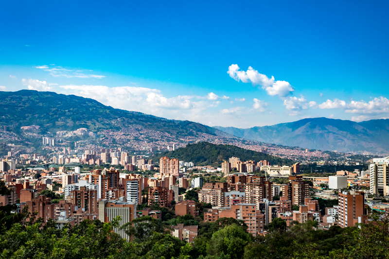 colombian city of medellin mountains in background