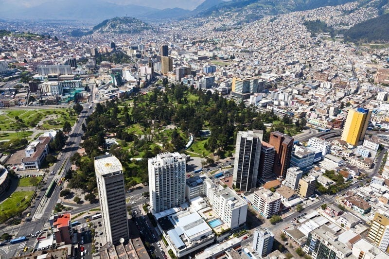 aerial view of quito ecuador