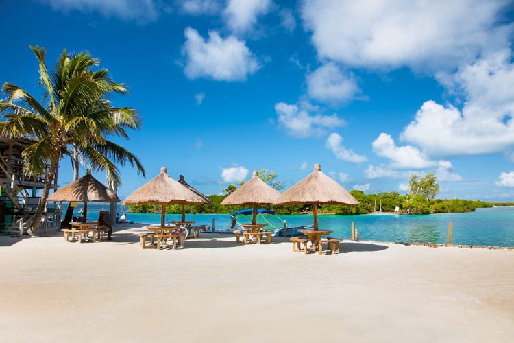 Beautiful Caribbean sight with turquoise water in Caye Caulker, Belize.