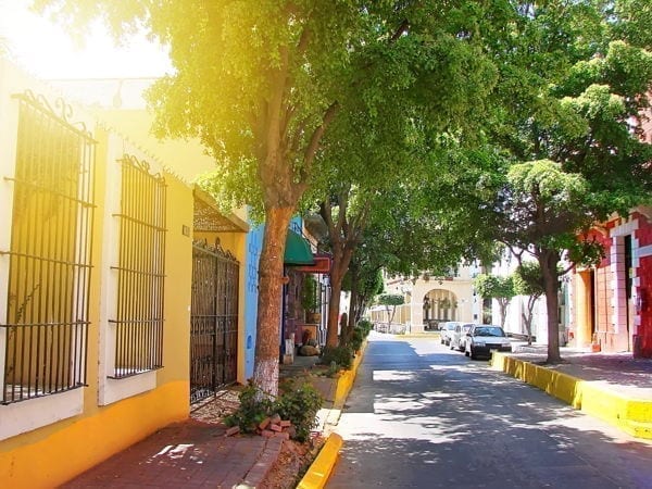 colonial street in mazatlan mexico