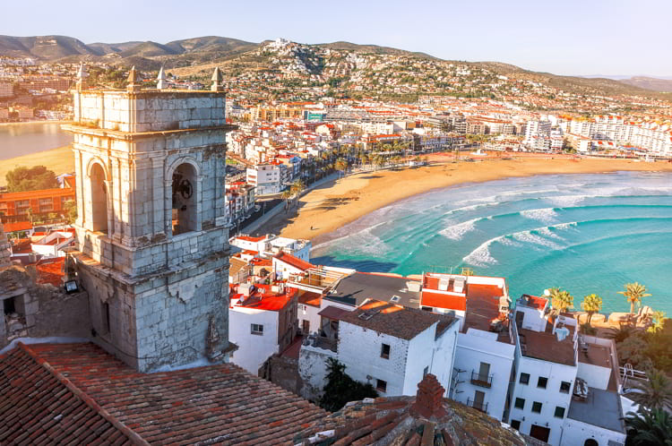 View of the sea from a height of Pope Luna's Castle in Valencia Spain. best places to retire