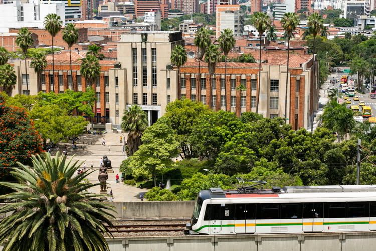 Medellin metro going through the city