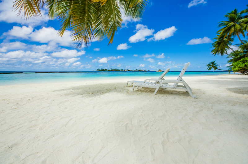 beach chairs on a tropical beach