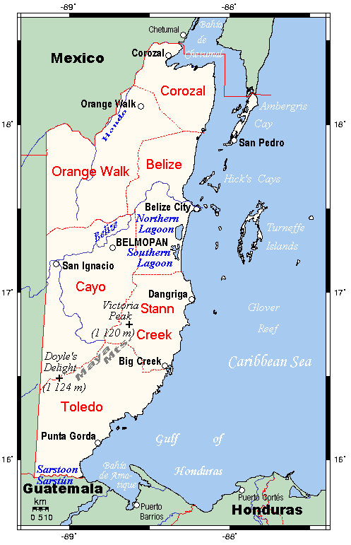 map of belize