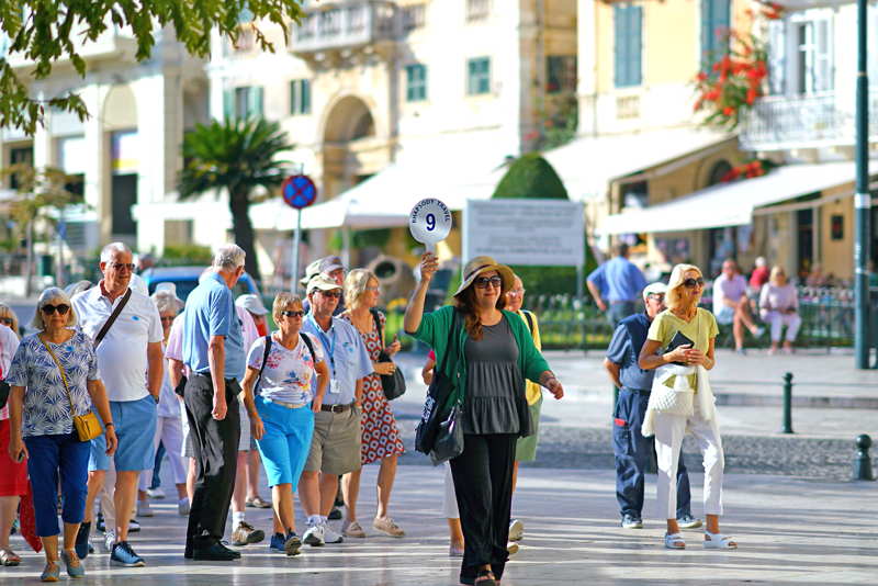 tour guide showing people round town