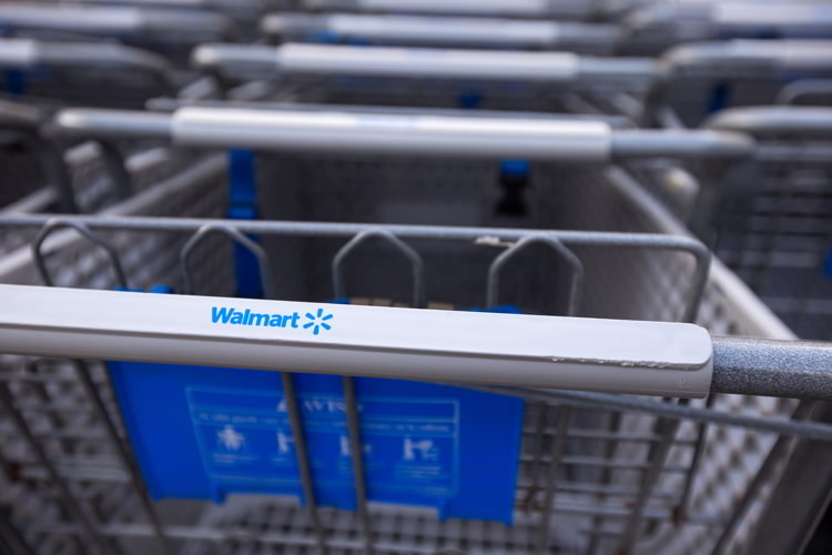 Shopping cart in Walmart supermarket