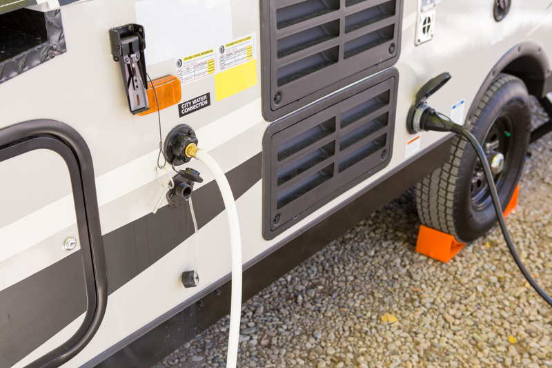 wheel chocks under an rv