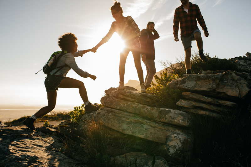 group of friends hiking