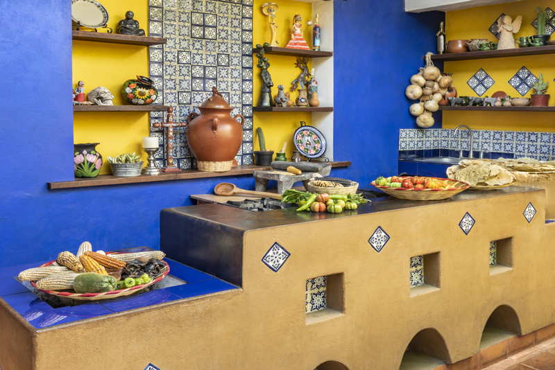 colorful mexican kitchen. 