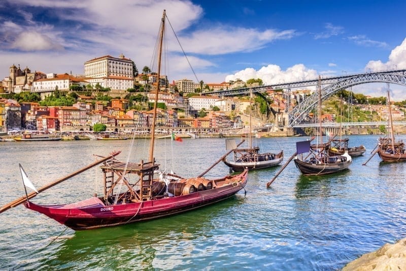 Porto, Portugal cityscape on the Douro River.