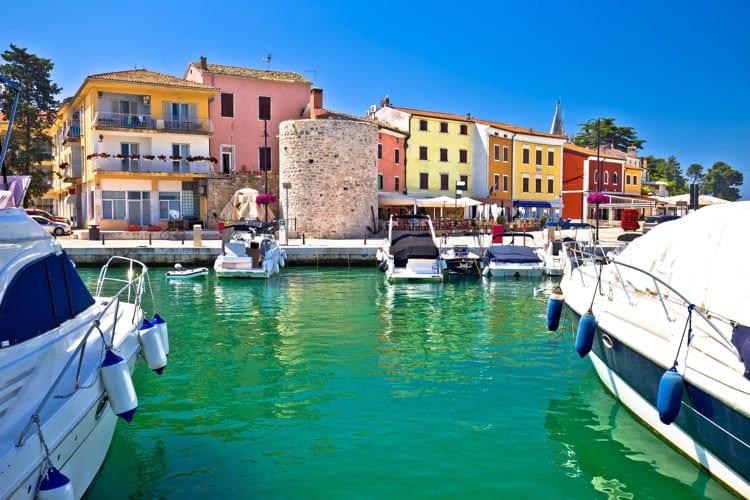 Historic waterfront and colorful harbor view, archipelago of Istria, Croatia