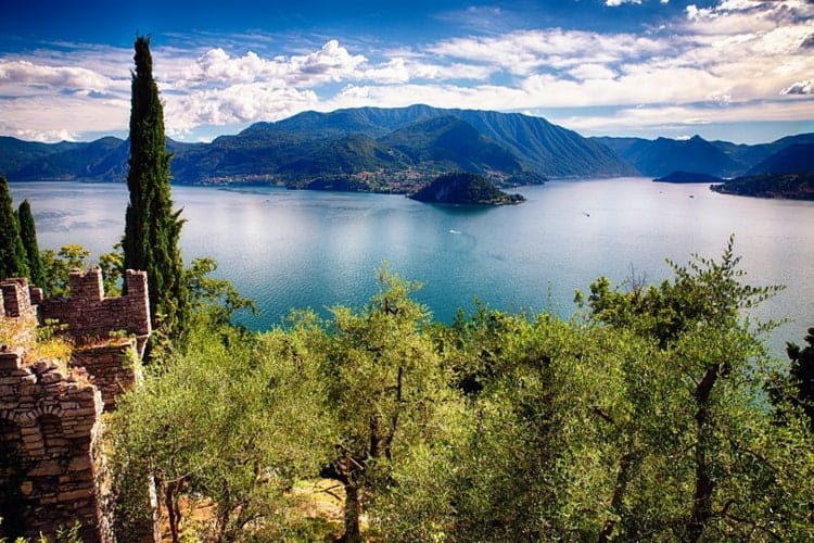 High Angle View of Lake Como from Castle Vezio, Varenna, Lombardy, Italy