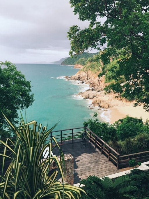 hidden beach cove, coastal mexico