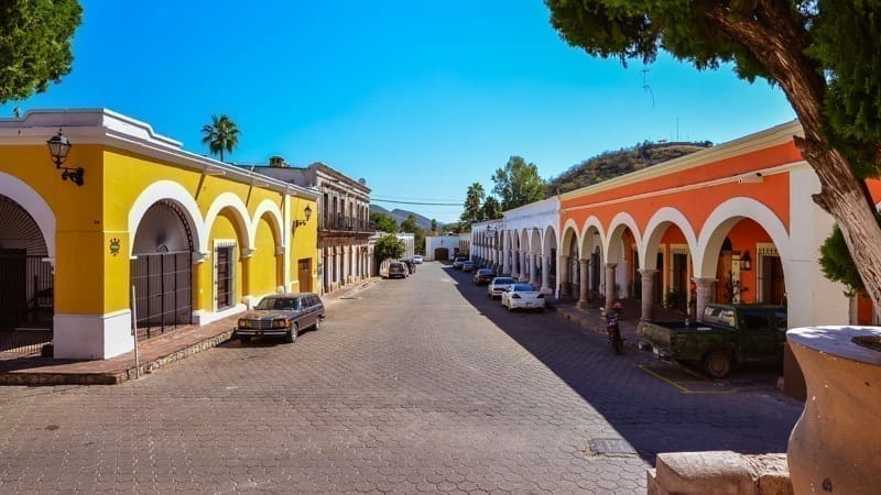 Cobble-stoned street of Alamos, Mexico