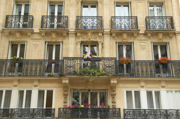 Balconies of Paris apartment building