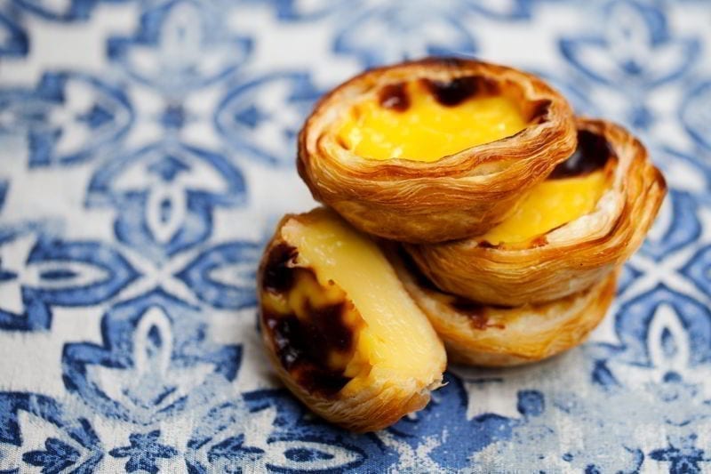 Egg tart, traditional Portuguese dessert, pastel de nata. 