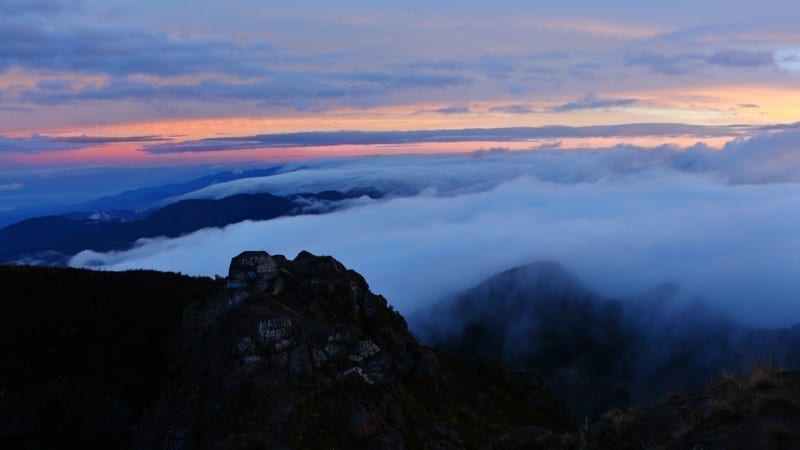 Sunrise with a view at Volcán Barú in Panama near Boquete.