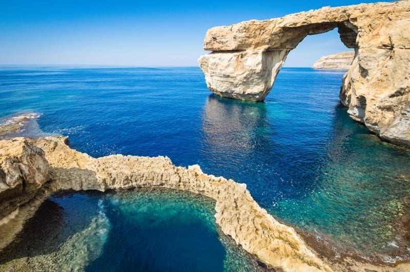 The world famous Azure Window in Gozo island, Malta