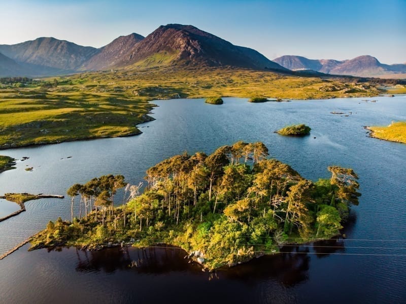 Aerial view of Twelve Pines Island, County Galway, Ireland