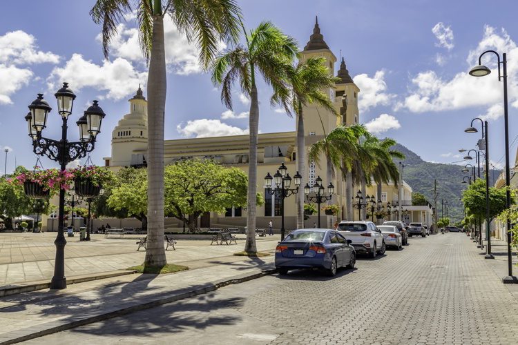 Caribbean old city street in Plata, Dominican Republic