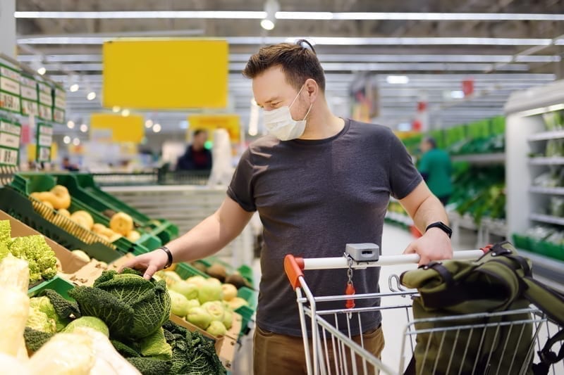 Man buying groceries. 