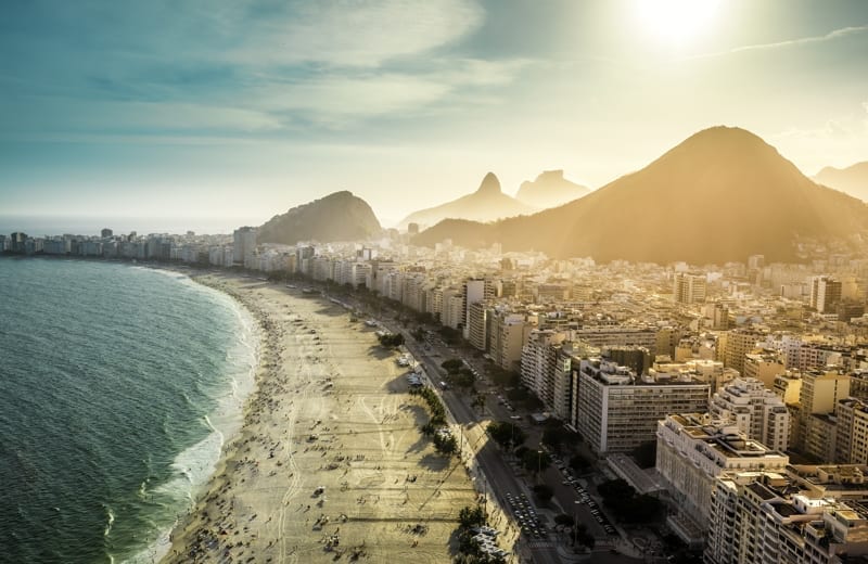 Copacabana Beach in Rio de Janeiro, Brazil.