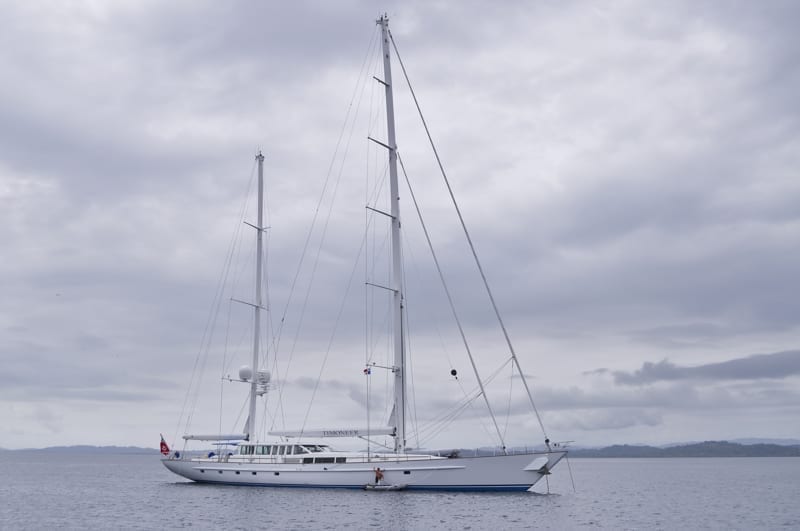 Yacht in waters off Bocas Del Toro,Panama 