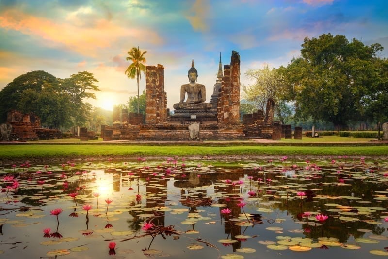 Wat Mahathat Temple in the precinct of Sukhothai Historical Park, Thailand