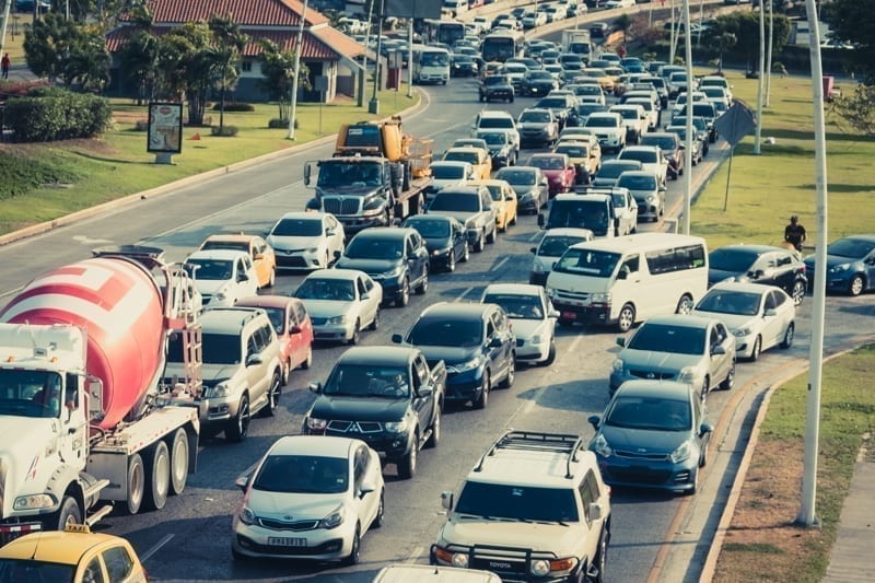 Traffic jam in Avenida Balboa, Panama City, Panama
