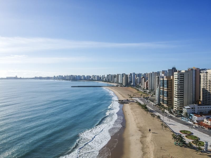 Aerial view of Fortaleza city Beach, Ceara, Brazil.