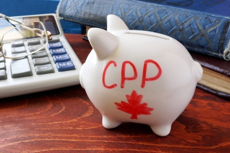 Piggy bank with word CPP. Canada Pension Plan concept