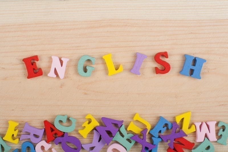 English word on wooden background. 