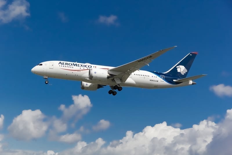 Aeromexico airline airplane boeing 787 dreamliner landing at London Heathrow International Airport