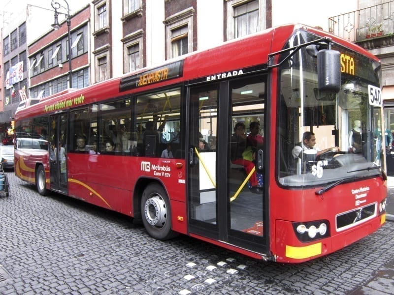 A downtown bus in Mexico City