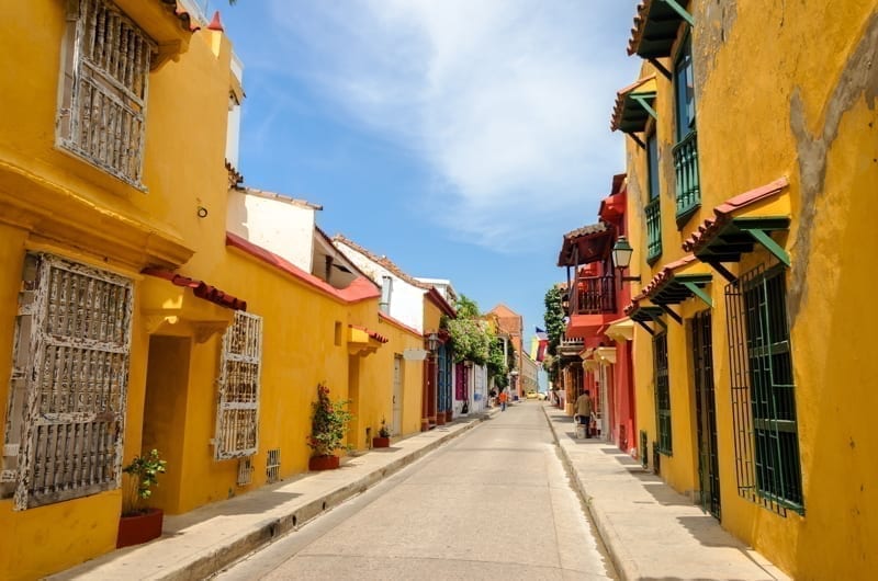 Typical street scene in Cartagena, Colombia