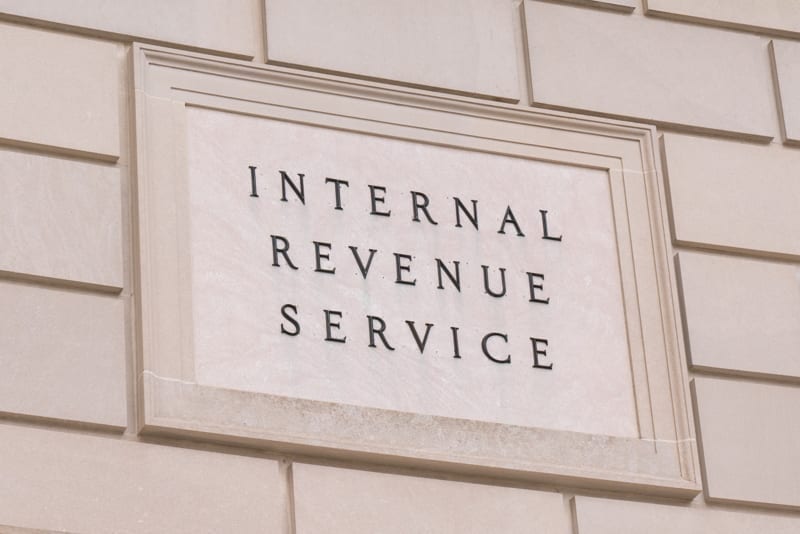 Internal Revenue Service sign at the IRS Building in Washington, DC