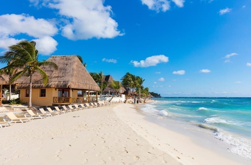 White sand beach in Playa del Carmen, Riviera Maya, Mexico.