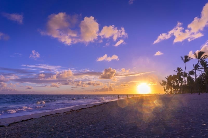 Sunrise on Bavaro beach near Punta Cana. climate in the Dominican Republic