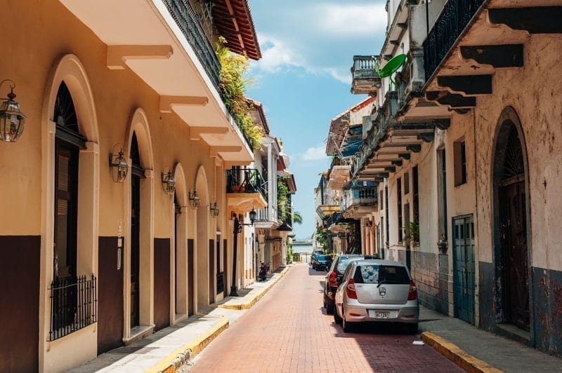 Old buildings in the old part of Panama City, Panama