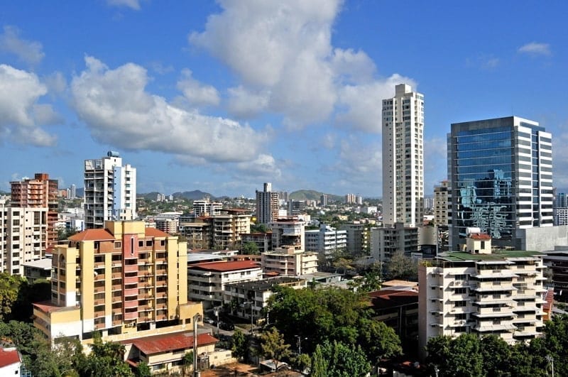 Aerial view on El Cangrejo, Panama City, Panama