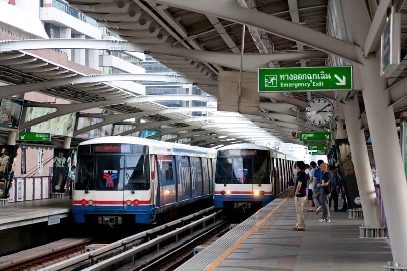 Source: https://commons.wikimedia.org/wiki/File:Bangkok_Skytrain_07.jpg Bangkok Skytrain. Chong Nonsi station, Thailand