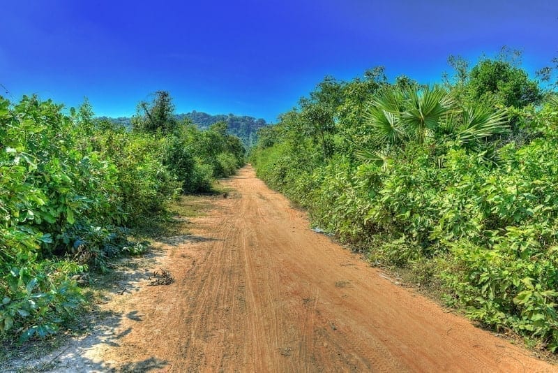 A dirt road in Cambodia