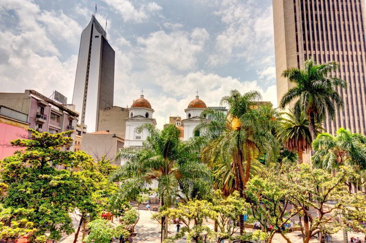 Central square in Medellin, Colombia